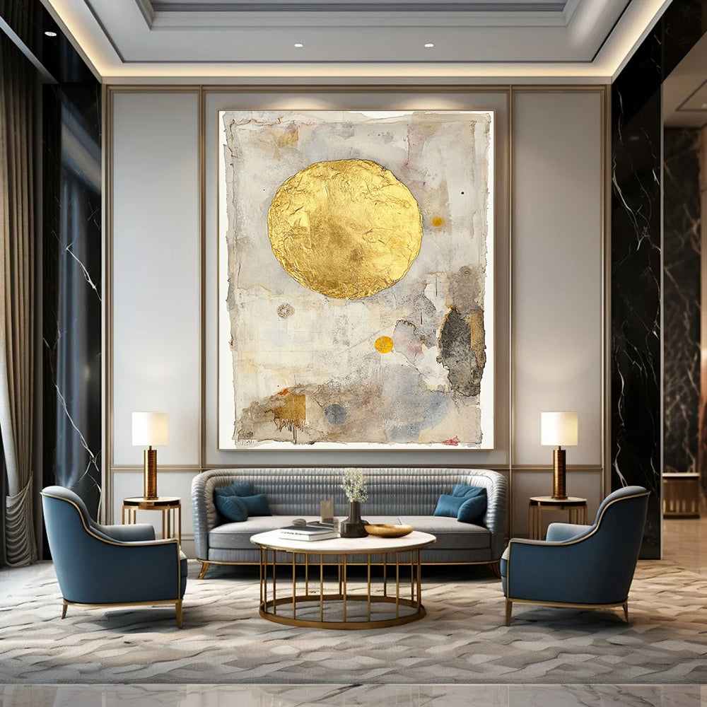 Gold Circle Collage for Art - Centric Lounge & Sophisticated Home Library STSC286