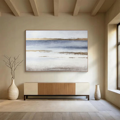 Blue - Gold Minimalist Abstract Art for Coastal - Inspired Spa Retreats DLZ2519
