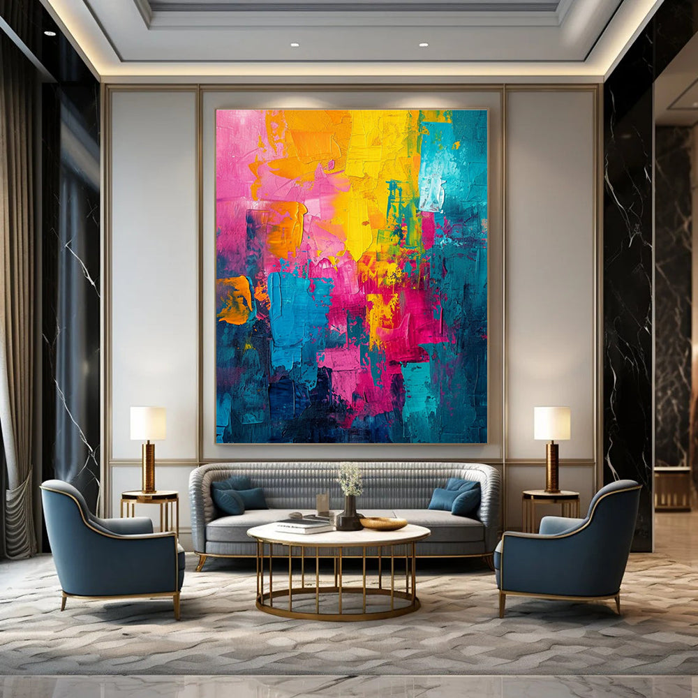 Vibrant Color - Block Abstract Art for Bohemian Living Room & Creative Coworking Space DLZ1911