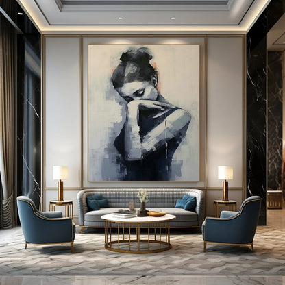 Contemplative Woman Art for Minimalist Study & Emotional Wellness Center DLZ1554