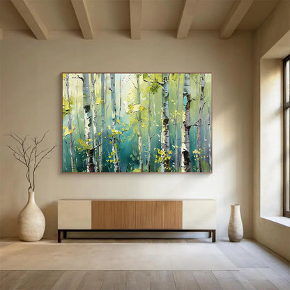 Lush Birch Forest Landscape Art for Nature - Loving Bedroom Retreat DLZ3054
