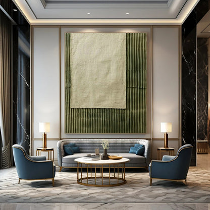 Linen - Textured Green Lines Art for Bedroom & Entryway DLZ0332