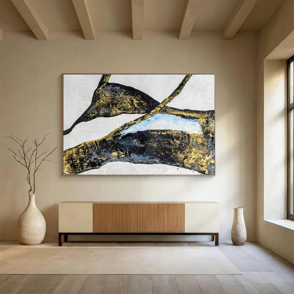 Luxury Black and Gold Abstract Art for a Luxurious Home Office DLZ2395
