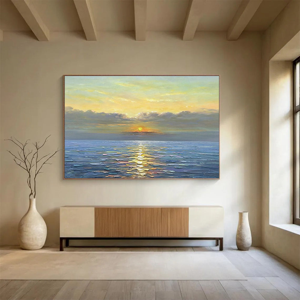 Sea Sunset Oil Painting for Nautical - Themed Beach House Dinning Areas DLZ3267