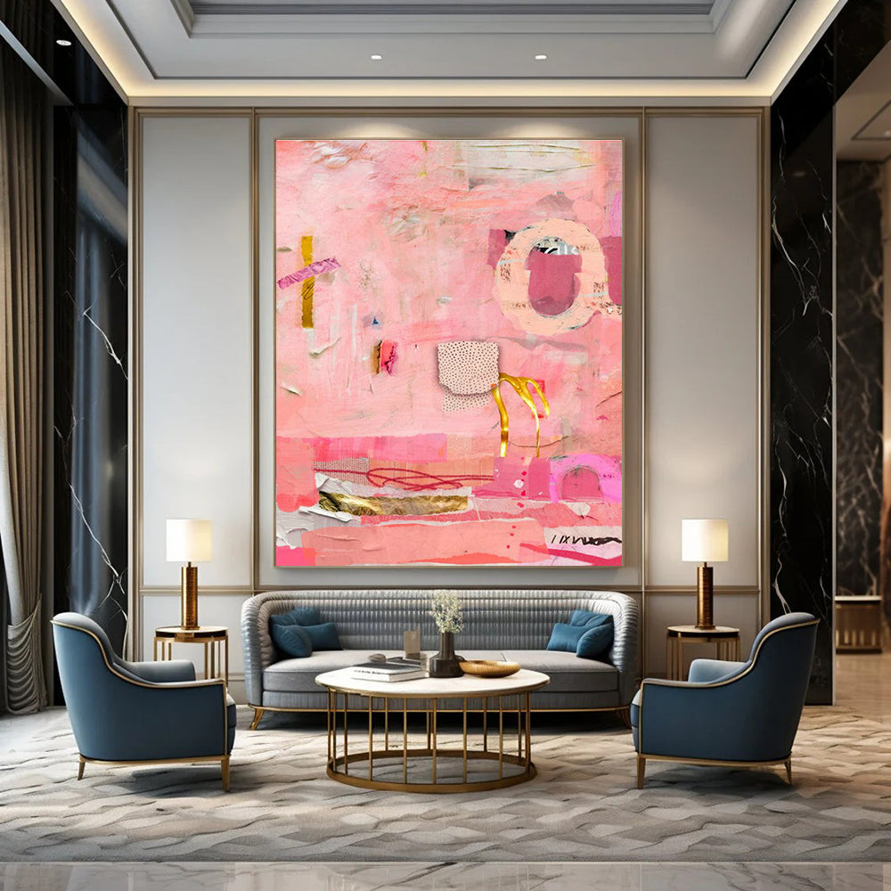 Pink - Themed Collage Abstract Art for Girly Salon Waiting Areas DLZ0087