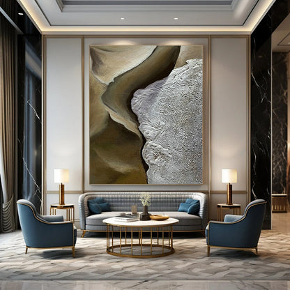 Brown - White Relief Art for Rustic Vineyard Tasting Room & Modern Farmhouse Dining Area DLZ0994