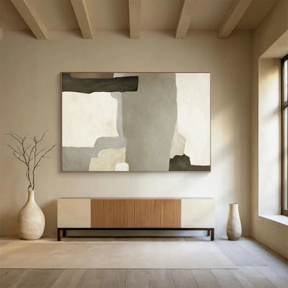 Gray - Brown Geometric Abstract for Minimalist Living Room DLZ2991