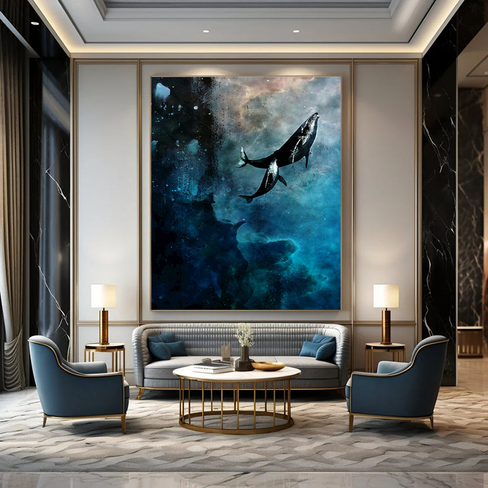 Whales in Deep Sea Dreamscape Art for Nautical - Themed Bedroom & Ocean - Loving Lounge DLZ0940