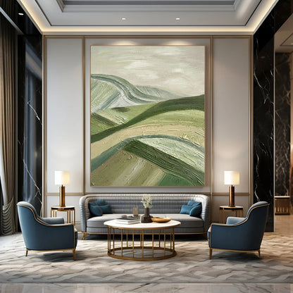 Green Rolling Hills Painting for Country Kitchen & Hiking Lodge DLZ0606