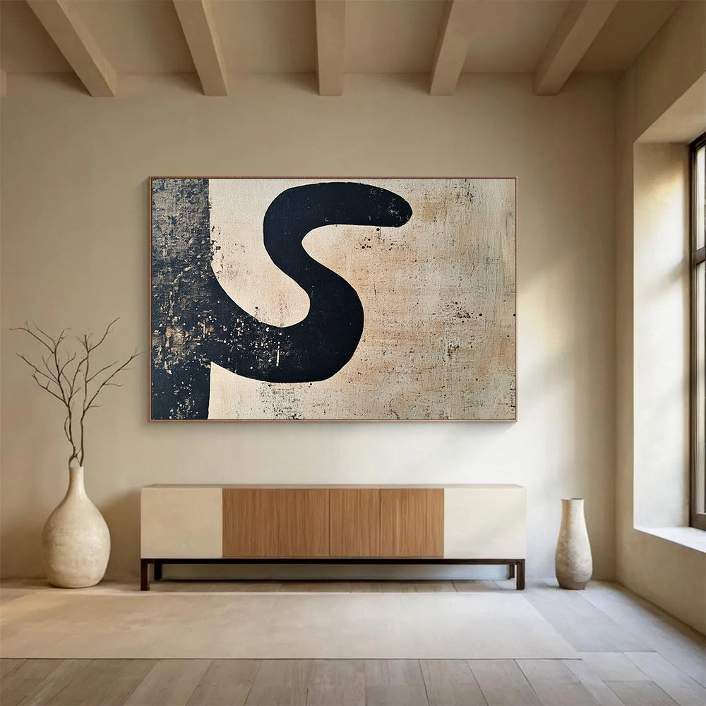 Abstract Black “S” Art for Industrial - Style Café & Modern Art Studio SC501