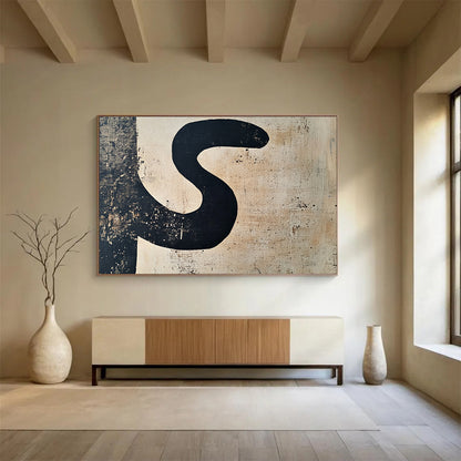 Abstract Black “S” Art for Industrial - Style Café & Modern Art Studio SC501