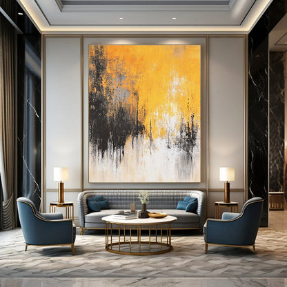 Yellow & Black Abstract Art for Kitchen & Sunroom STSC728