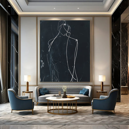 Minimalist Figure Sketch for Modern Minimalist Bedroom & Contemporary Art Exhibition STSC976