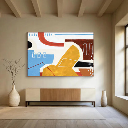 Blue - Yellow Geometric Abstract for Contemporary Bank Lounge DLZ2950