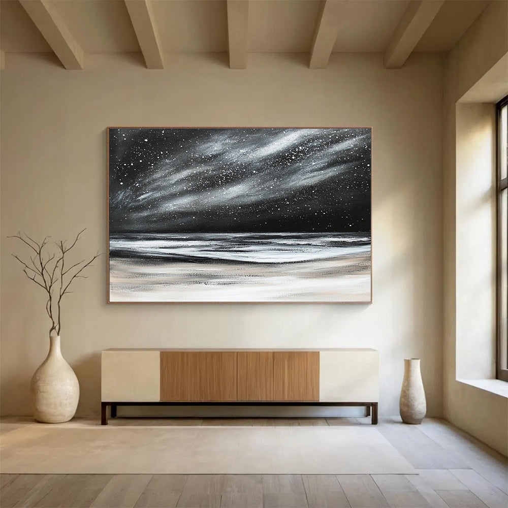 Starry Night Seascape Art for Nautical - Themed Bedroom & Serene Meditation Space SC295