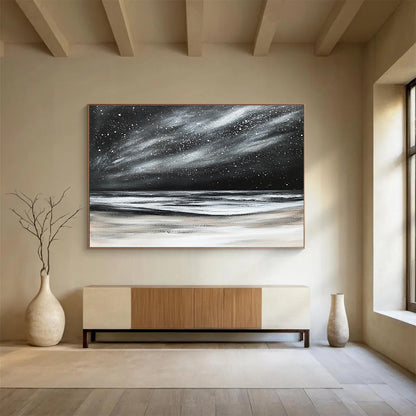 Starry Night Seascape Art for Nautical - Themed Bedroom & Serene Meditation Space SC295