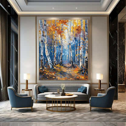 Autumn Birch Forest Art for Cabin in the Woods & Nature - Lover’s Library DLZ1413