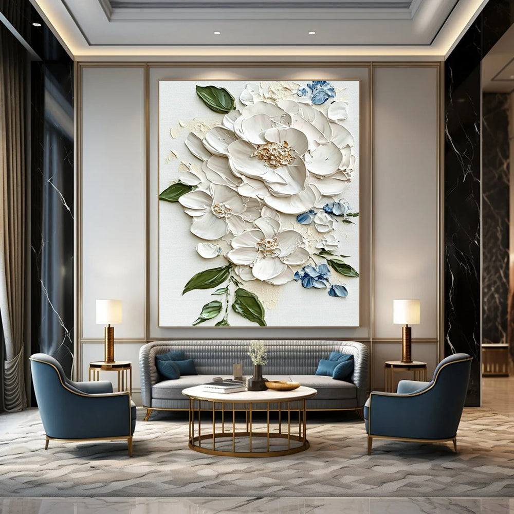 White and Blue Flower Art for Shabby - Chic Nursery & Afternoon Tea Salon DLZ1395