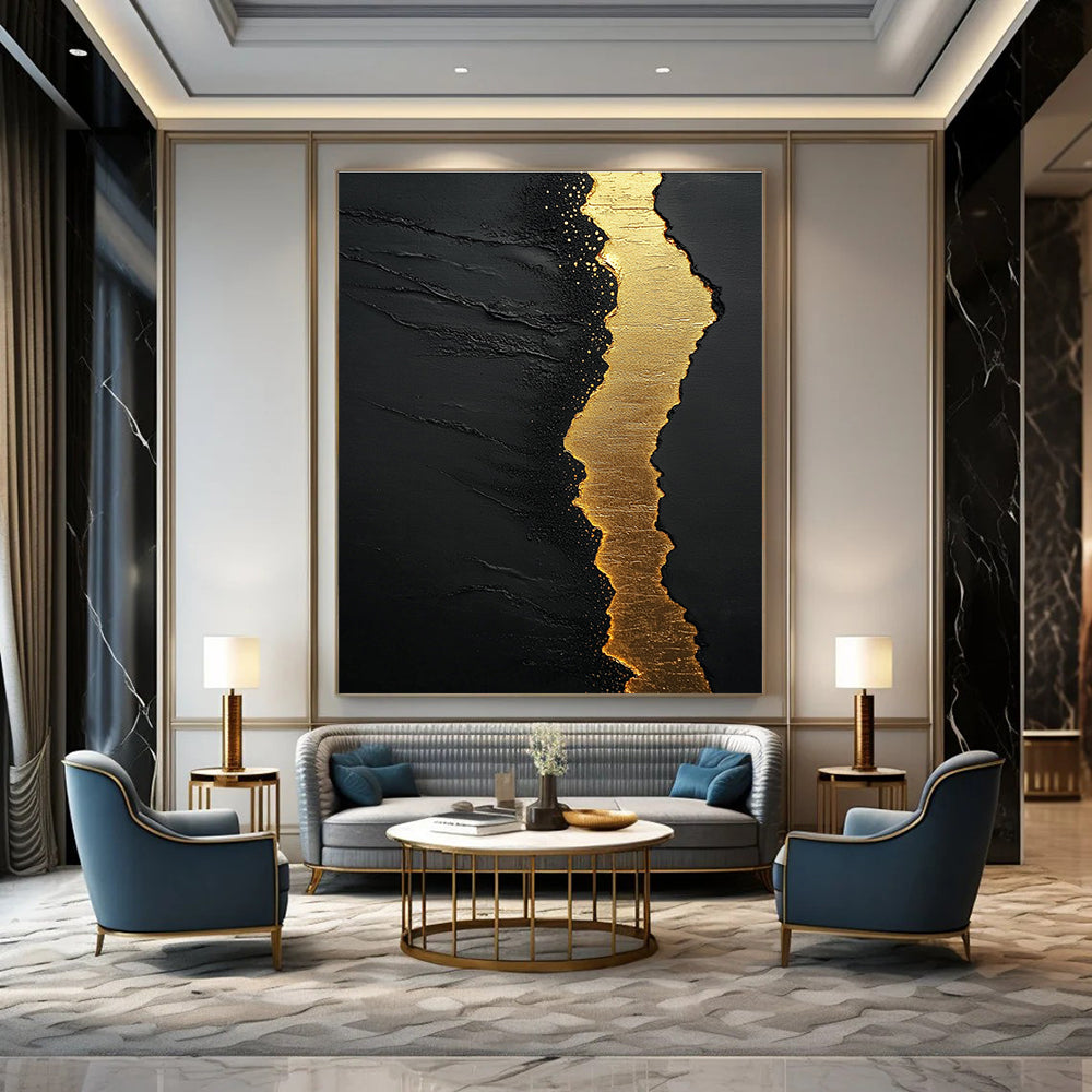 Black and Gold Abstract for Luxury Hotel Lobby & Sophisticated Home Office STSC304
