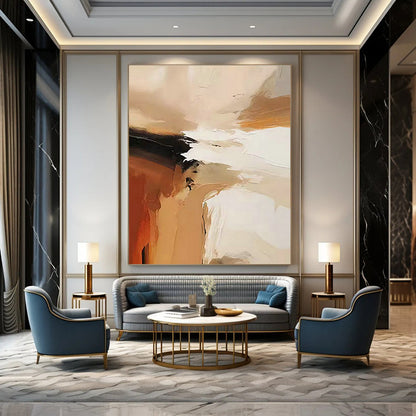 Beige - White Abstract Art for Living Room & Neutral - Toned Café DLZ1250