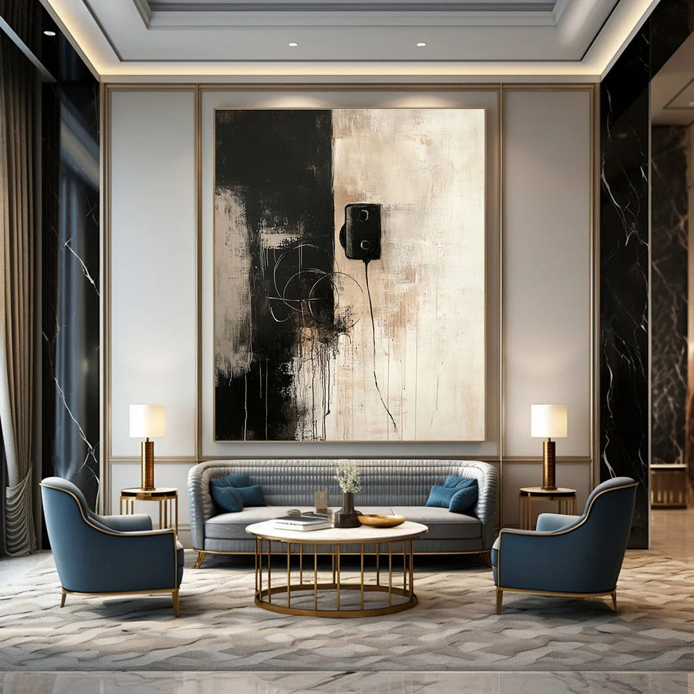 Minimalist Black & Beige Art for Gallery & Minimalist Home STSC727