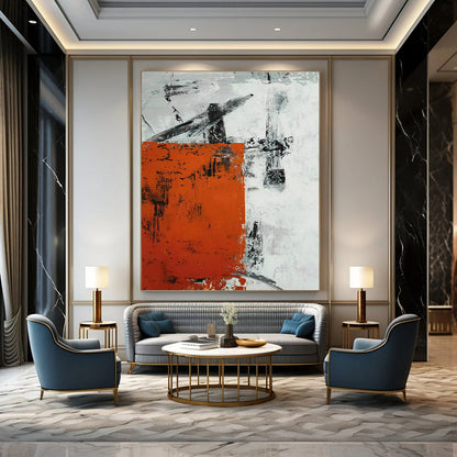 Orange - Grey Abstract Art for Living Room & Office DLZ0512