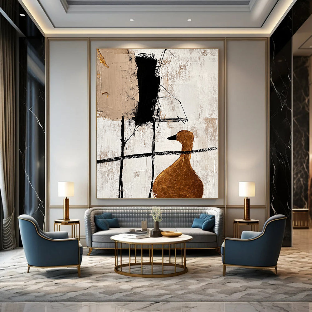 Abstract Duck with Gold Accents for Bohemian - Style Home & Quirky Art Café STSC466
