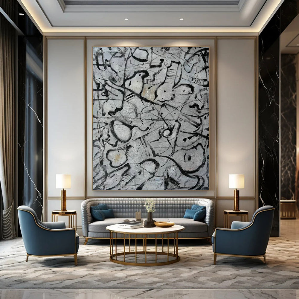 Monochrome Abstract Line Art for Modern Office & Art Gallery DLZ2291