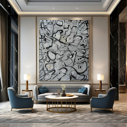 Monochrome Abstract Line Art for Modern Office & Art Gallery DLZ2291