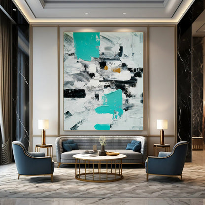 Blue - Grey Geometric Abstract Art for Minimalist Study & Industrial - Chic Loft DLZ1354