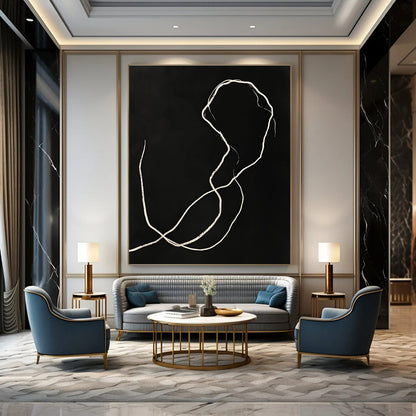 White Line on Black for Minimalist Gallery & Meditation Space STSC1189