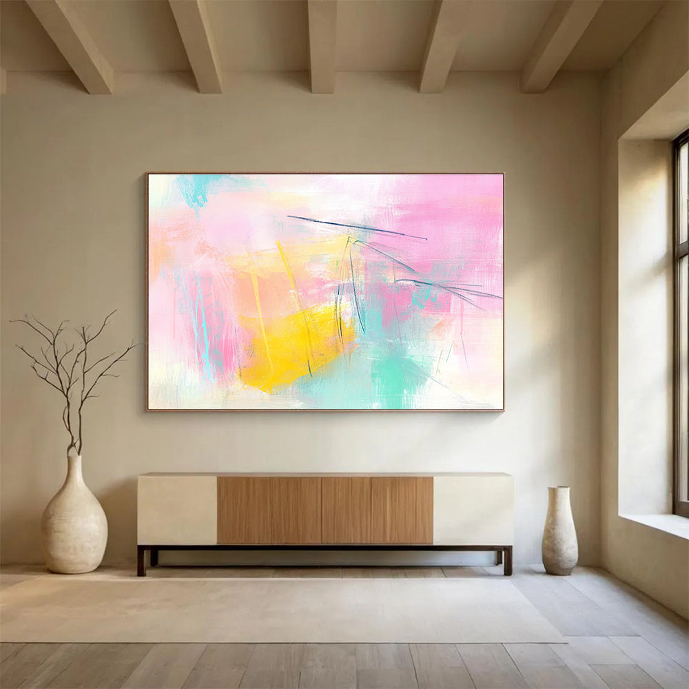 Pastel Colorful Abstract Art for Girls' Bedroom & Bohemian Café SC211