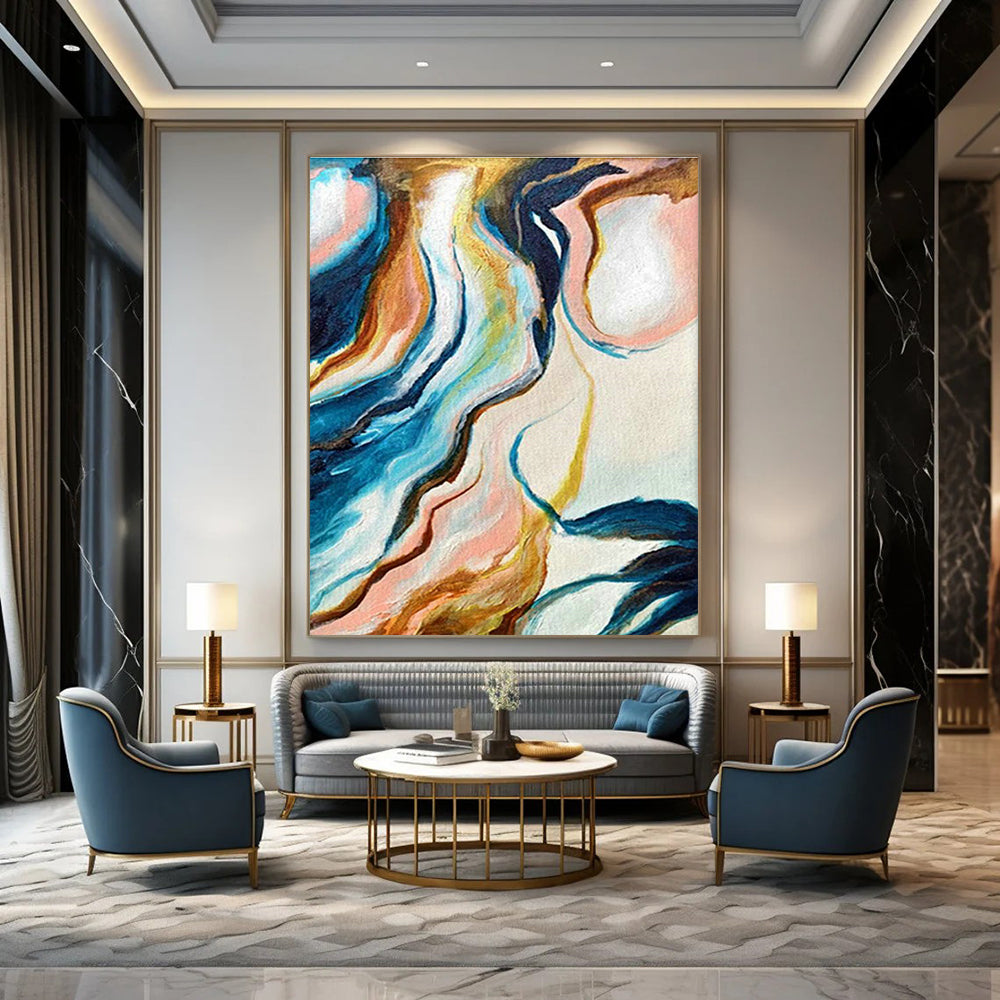 Fluid Abstract Art for Modern Home Bathroom Walls DLZ0032