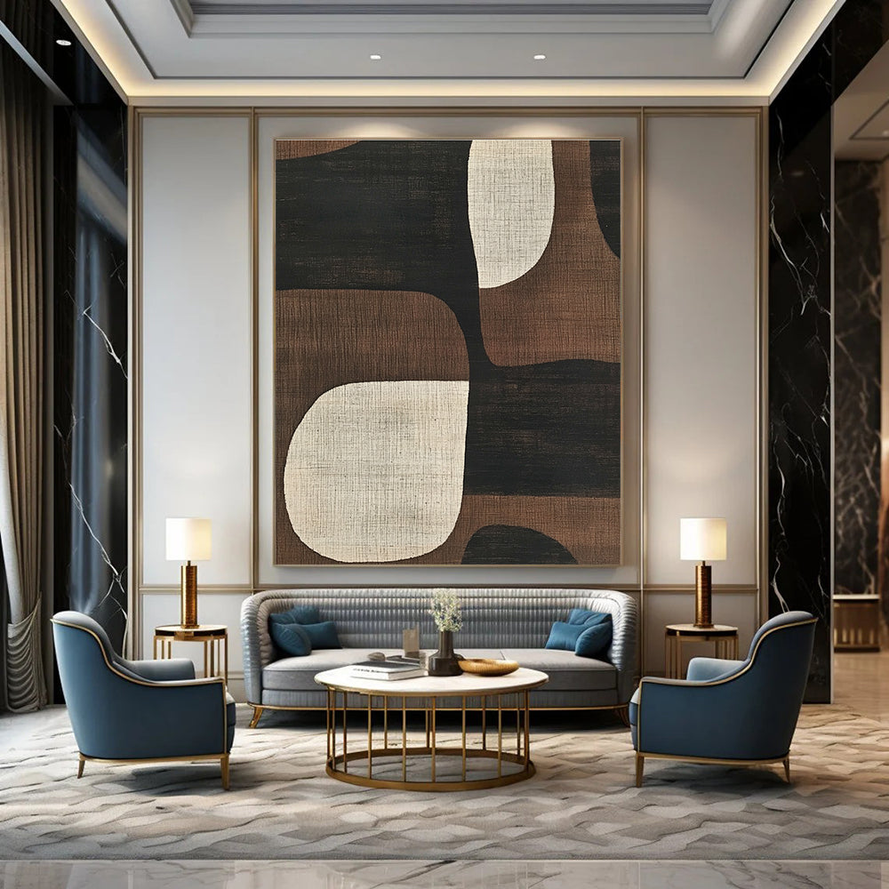Brown and Black Geometric Shapes Art for Mid - Century Modern Living Room & Minimalist Office STSC1320