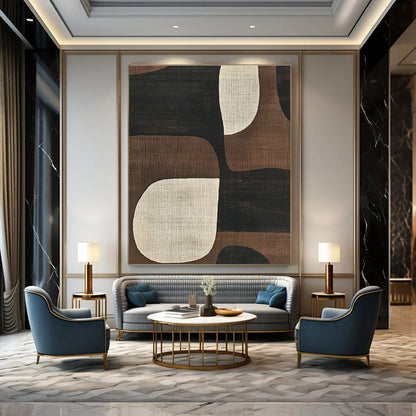 Brown and Black Geometric Shapes Art for Mid - Century Modern Living Room & Minimalist Office STSC1320