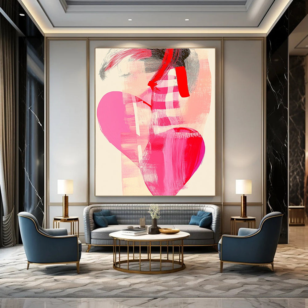 Pink and Red Abstract Figure for Bohemian Living Room & Fashion Boutique STSC858