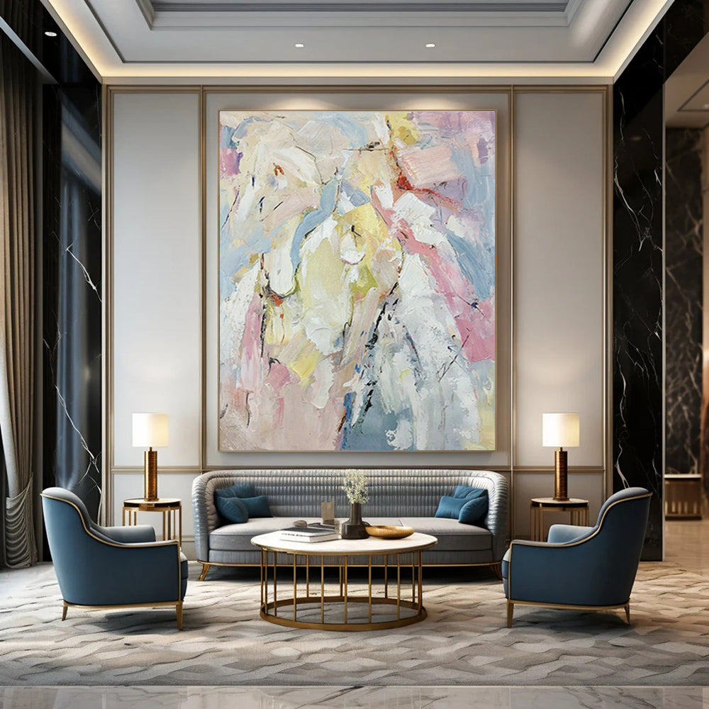 Pastel Color - Block Abstract Art for Living Room & Girls' Bedroom DLZ0554