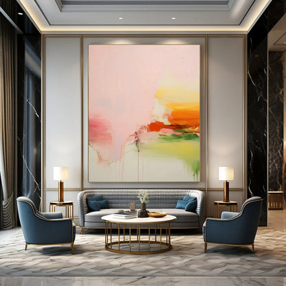 Pink - Orange Abstract Art for Bohemian Living Room & Summer Beach House DLZ0998