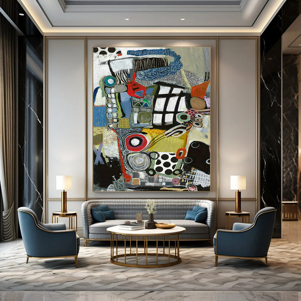 Colorful Collage Abstract Art for Creative Coworking Space & Eclectic Living Room DLZ1999