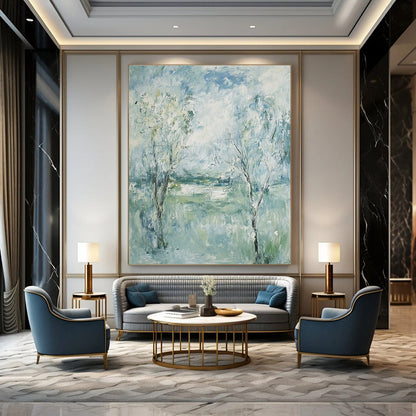 Light Blue and Green Abstract Landscape for Coastal Cottage & Relaxing Spa STSC352