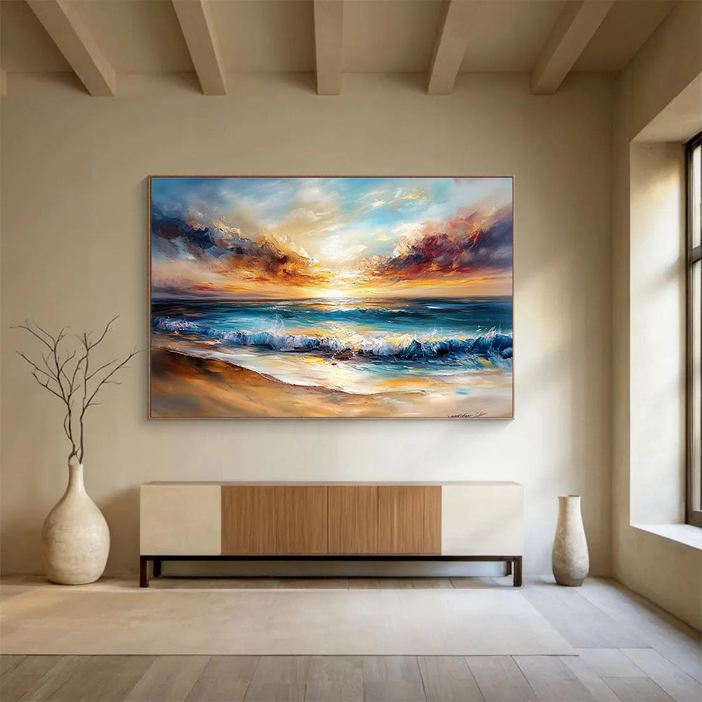 Dramatic Beach Sunset Art for Luxury Coastal Home & Art Auction SC417
