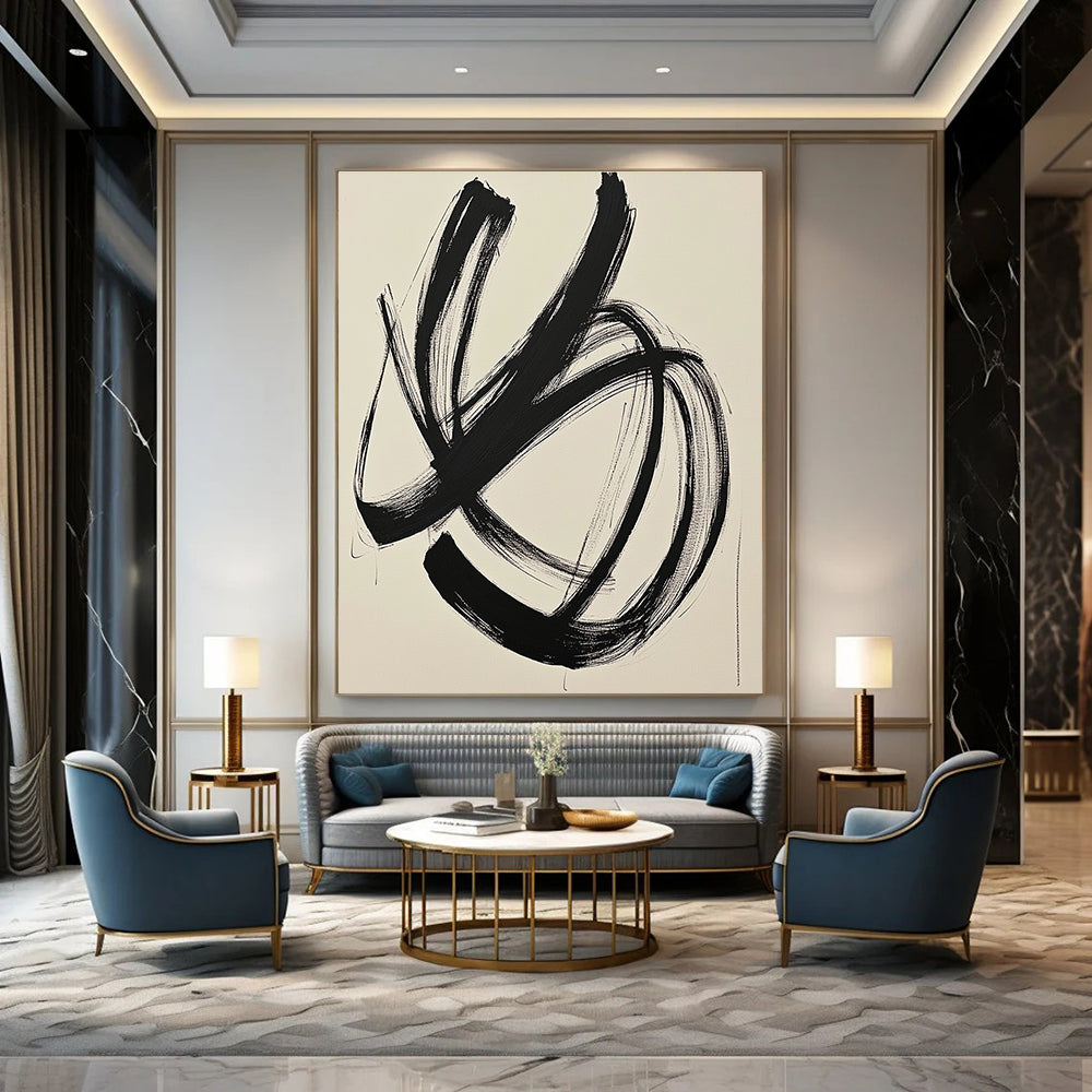Bold Black Brushstrokes for Contemporary Art Studio & Dramatic Entryway STSC549