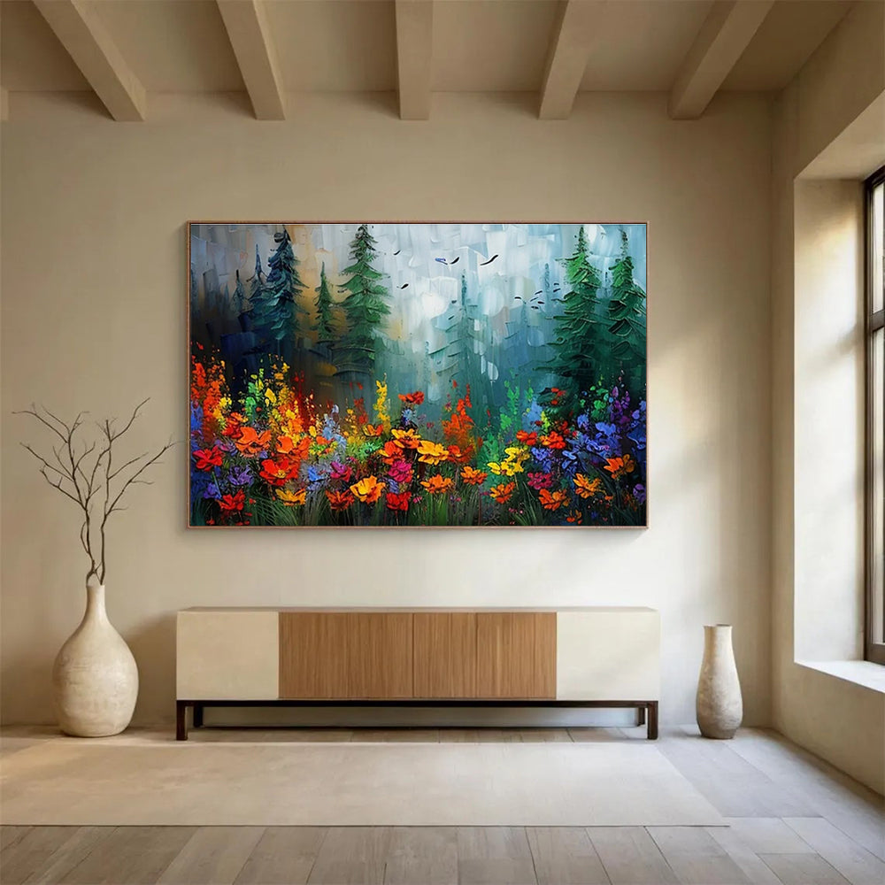 Colorful Forest Flower Field Art for Bohemian - Style Garden House Porches DLZ3223