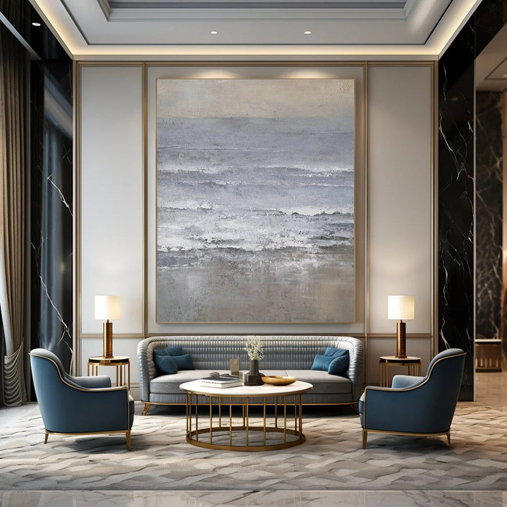 Gray - White Abstract Sea Art for Nautical Home Office & Art - Focused Café DLZ2069