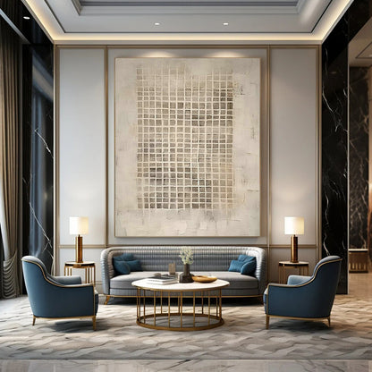 Gray - Grid Abstract Art for Minimalist Home Study Nooks DLZ0128