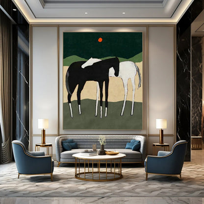 Folk - Inspired Horse Art for Country Farmhouse & Western Art Gallery DLZ1419