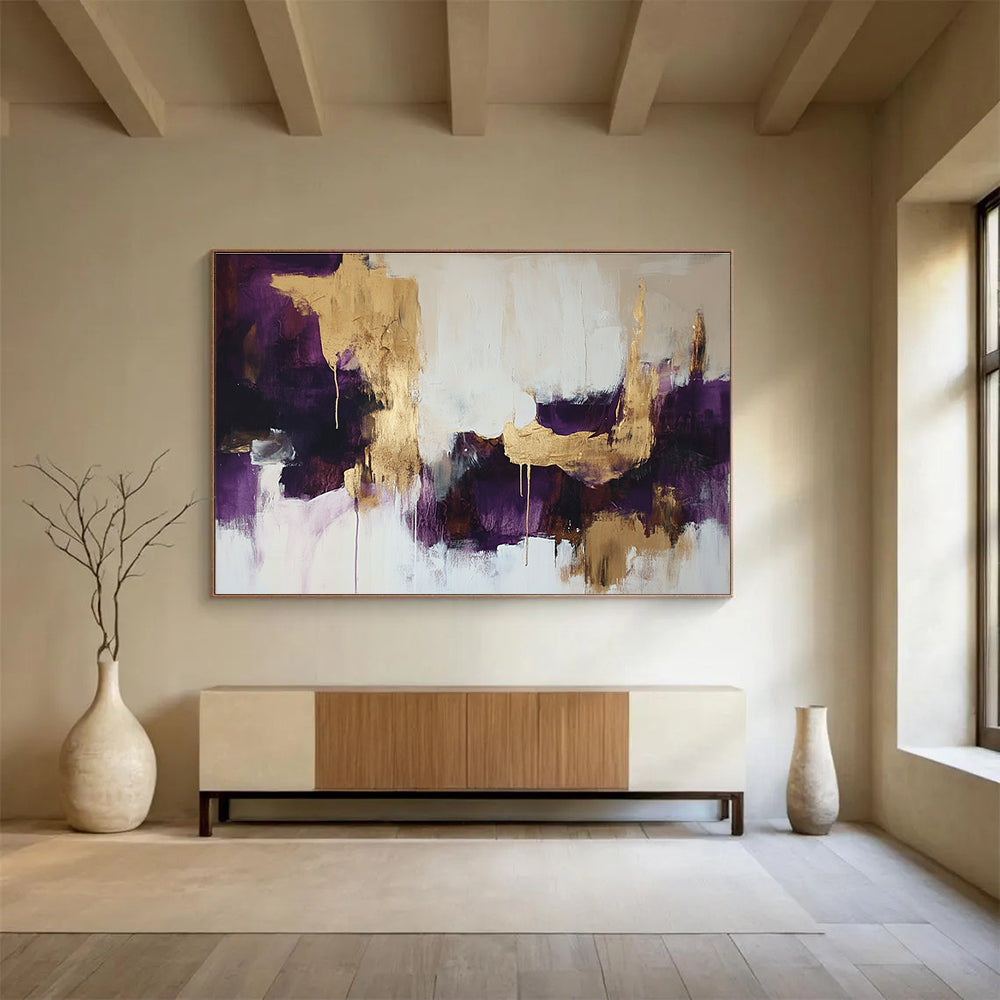 Purple and Gold Abstract Art for Luxury Bedroom & Upscale Restaurant SC212