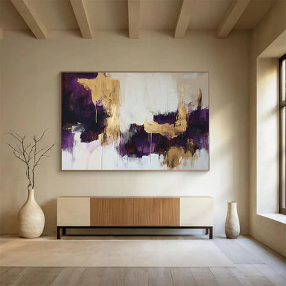 Purple and Gold Abstract Art for Luxury Bedroom & Upscale Restaurant SC212