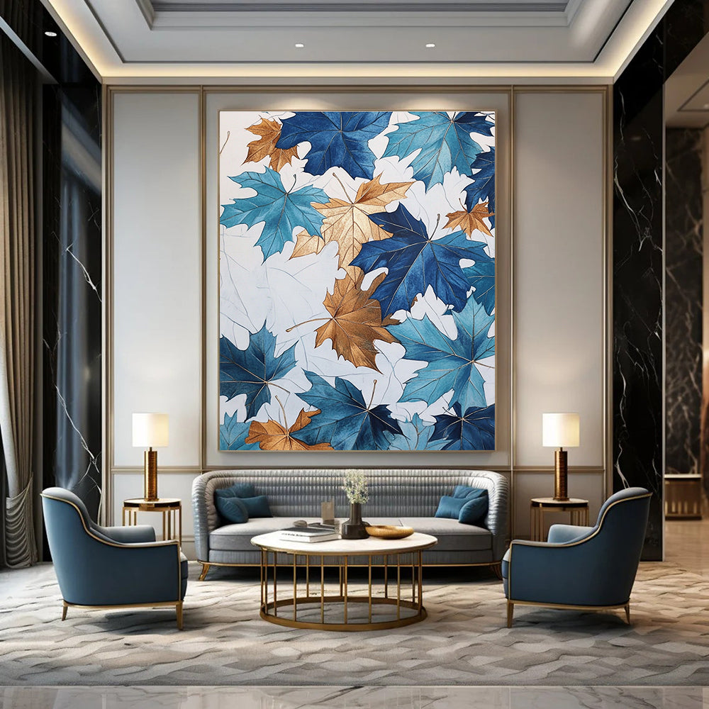 Blue and Gold Maple Leaves for Autumn - Themed Restaurant & Art - Loving Home STSC1154