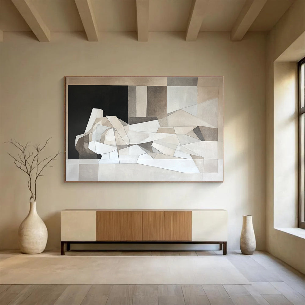 Geometric Neutral Tones Art for Modern Art Museum & Minimalist Office SC457